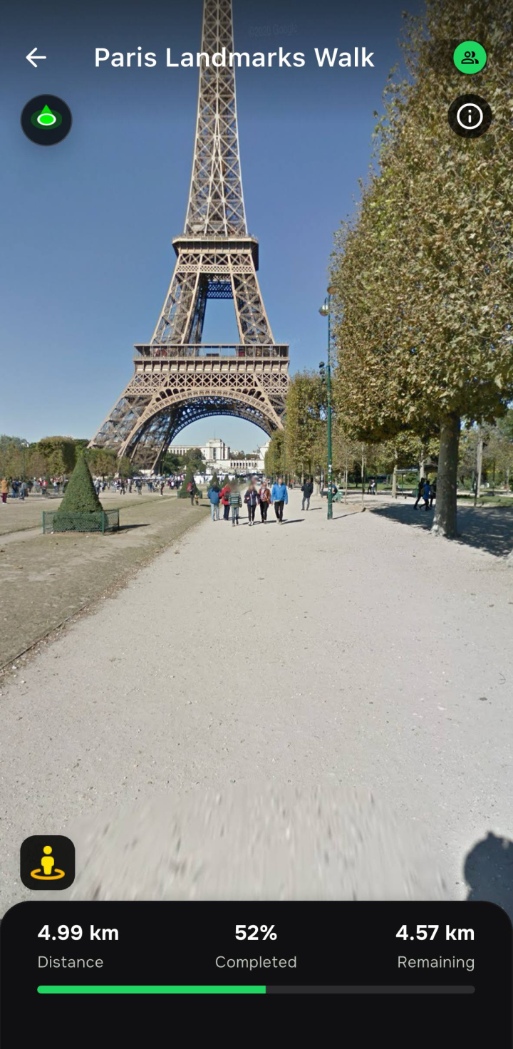 GoAtlas Street View showing the Eiffel Tower along the Paris Landmarks Walk
